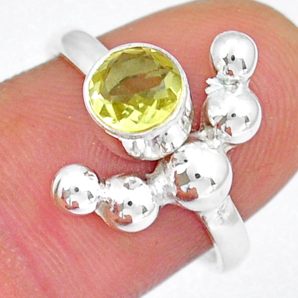 Faceted Natural Lemon Topaz 925 Silver Adjustable Ring Y11610 Gemexi