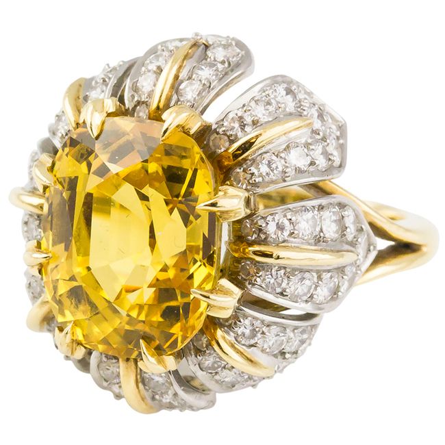 jean schlumberger sapphire diamond platinum gold ring