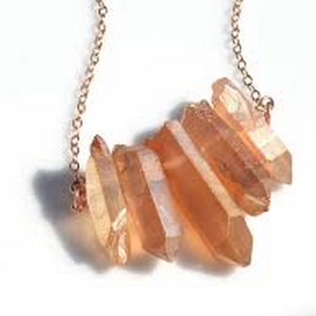 peach aura quartz necklace