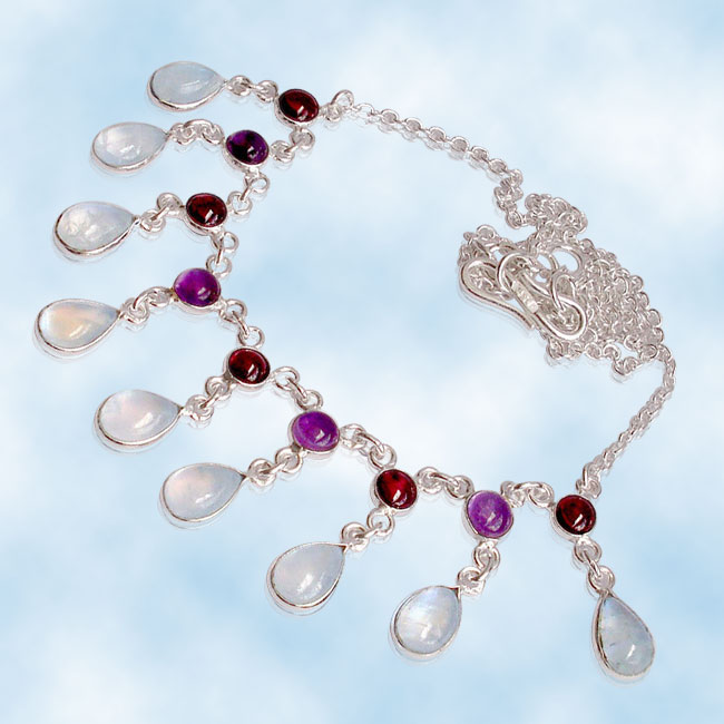 silver jewelry with gemstones
