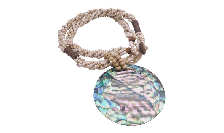 Abalone Pendant With Beige Beads 3