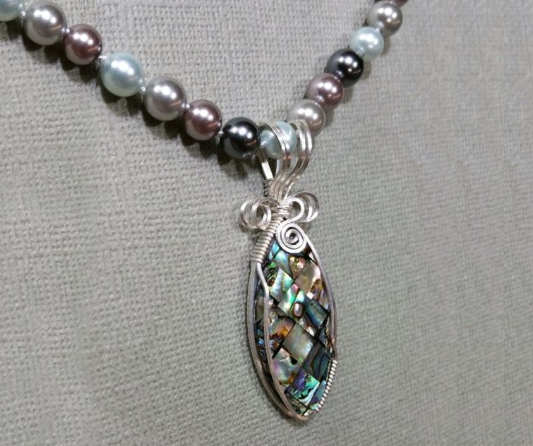 Abalone Pendant Wrapped In Silver Wire 4