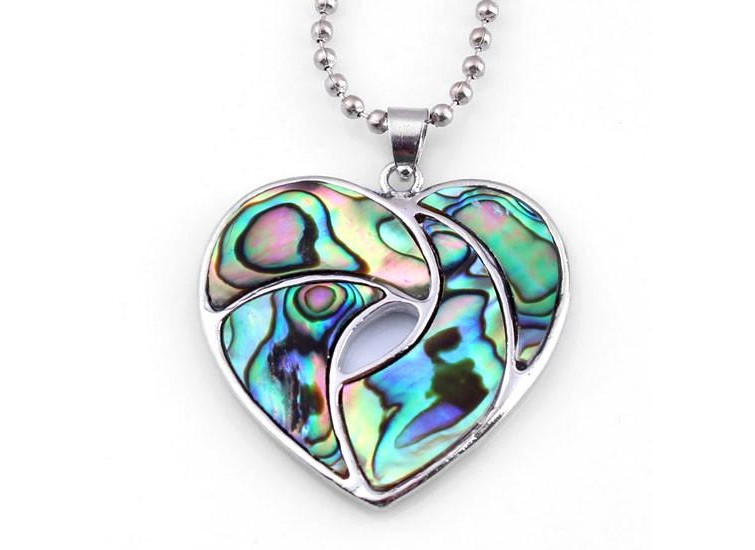 Charm Heart Shape Hollow Out Natural Abalone 1