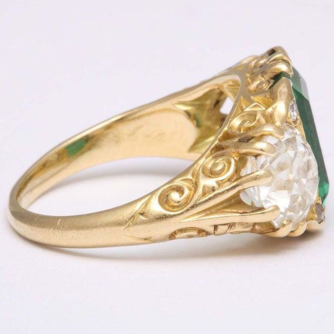 side view of a la vieille russie's victorian engagement ring