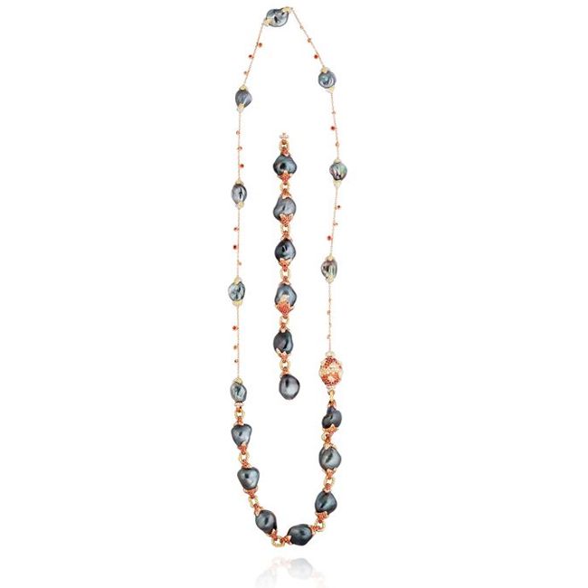 Alessio Boschi's Volcano Pearl Necklace and Bracelet with Sapphires