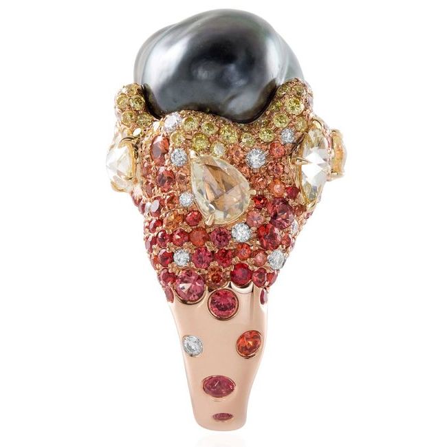 Alessio Boschi's Volcano Pearl Ring with Sapphires