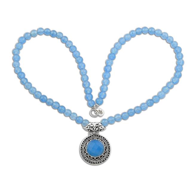 beads and blue chalcedony gemstone necklace