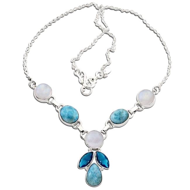 blue larimar and moonstone necklace