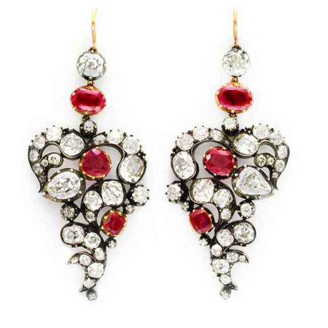 burmese ruby and diamond earrings