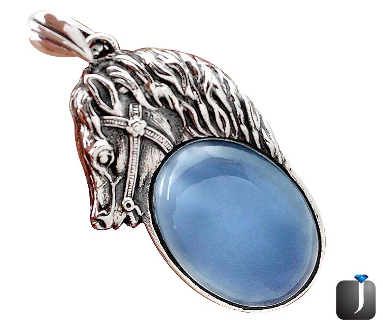 chalcedony horse face pendant