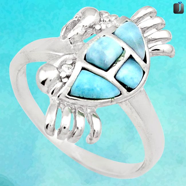 crab larimar ring