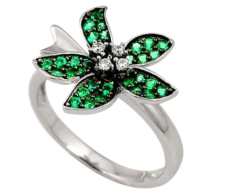 emerald flower ring