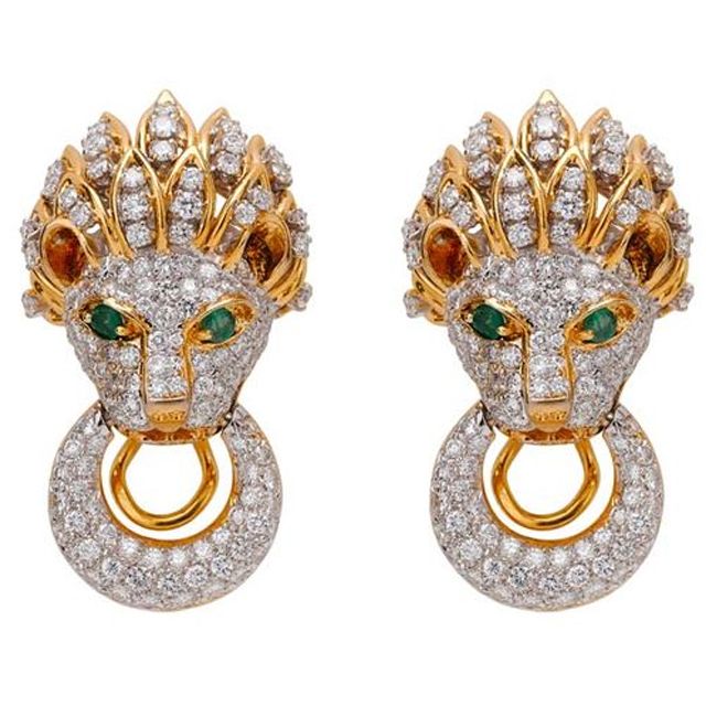 Gold Lion Earrings