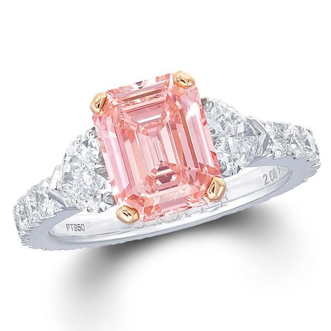 graff pink emerald cut diamond ring
