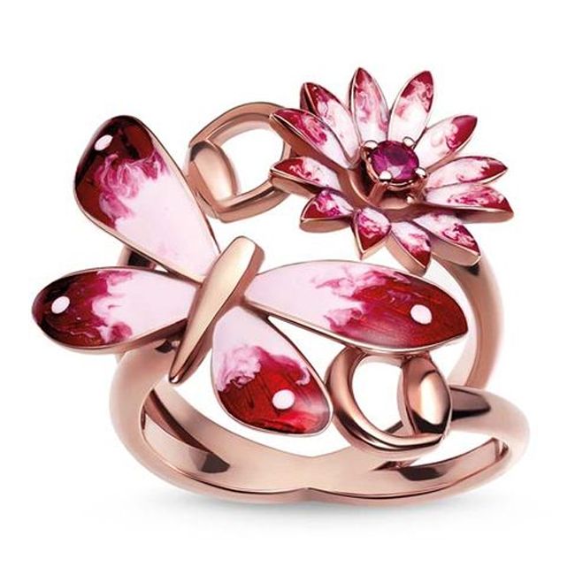 Gucci Red Pink Buttefly Ring