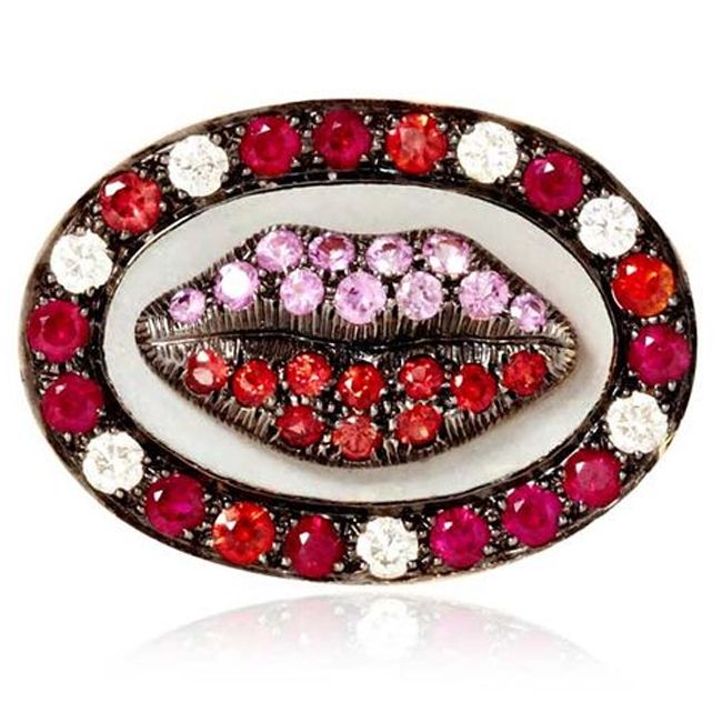 lip ring with pink sapphires