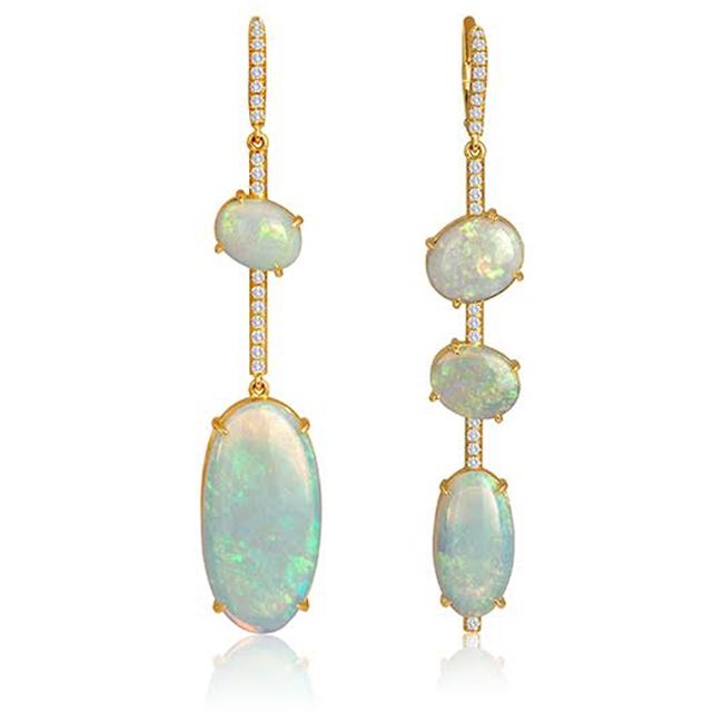 lisa nik australian white opal earrings