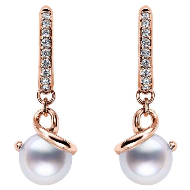 Mikimoto South Sea Pearl Earrings in Rose Gold from Twist Collection