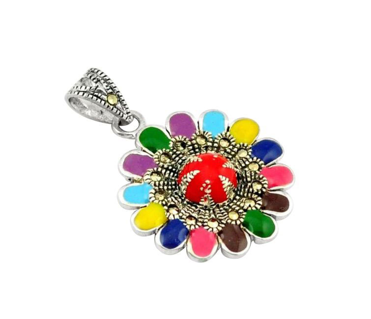 multi color floral pendant