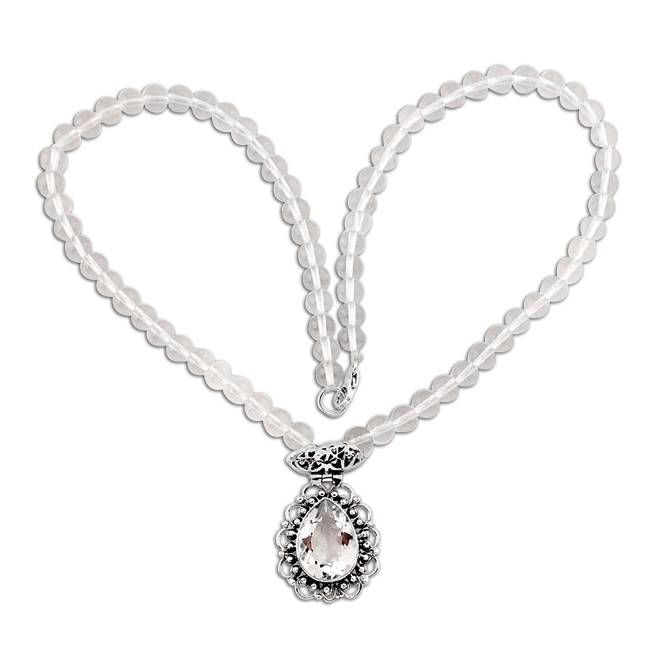 white topaz beads necklace