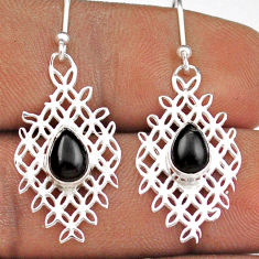 natural black onyx 925 sterling silver flower of life earrings