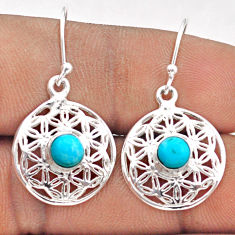 flower of life blue arizona mohave turquoise 925 silver earrings