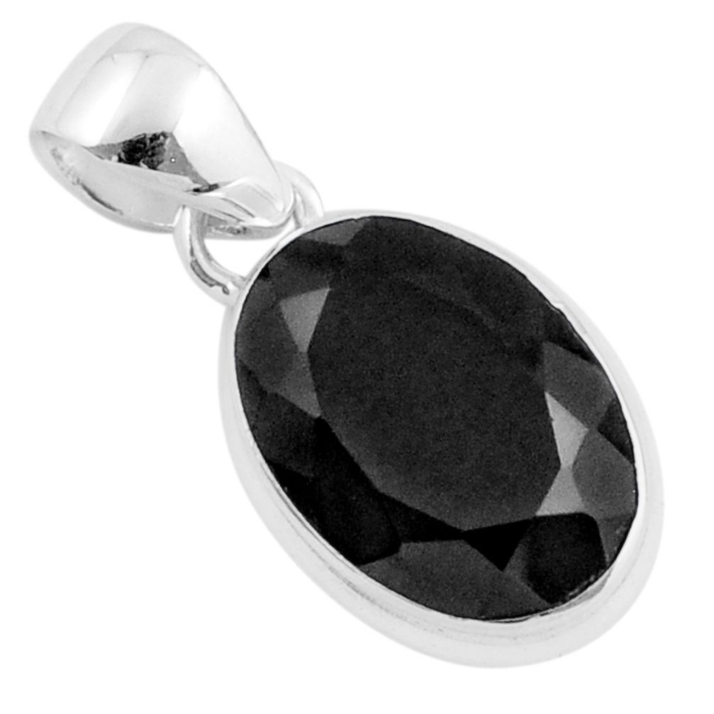 natural black spinel oval 925 silver pendant