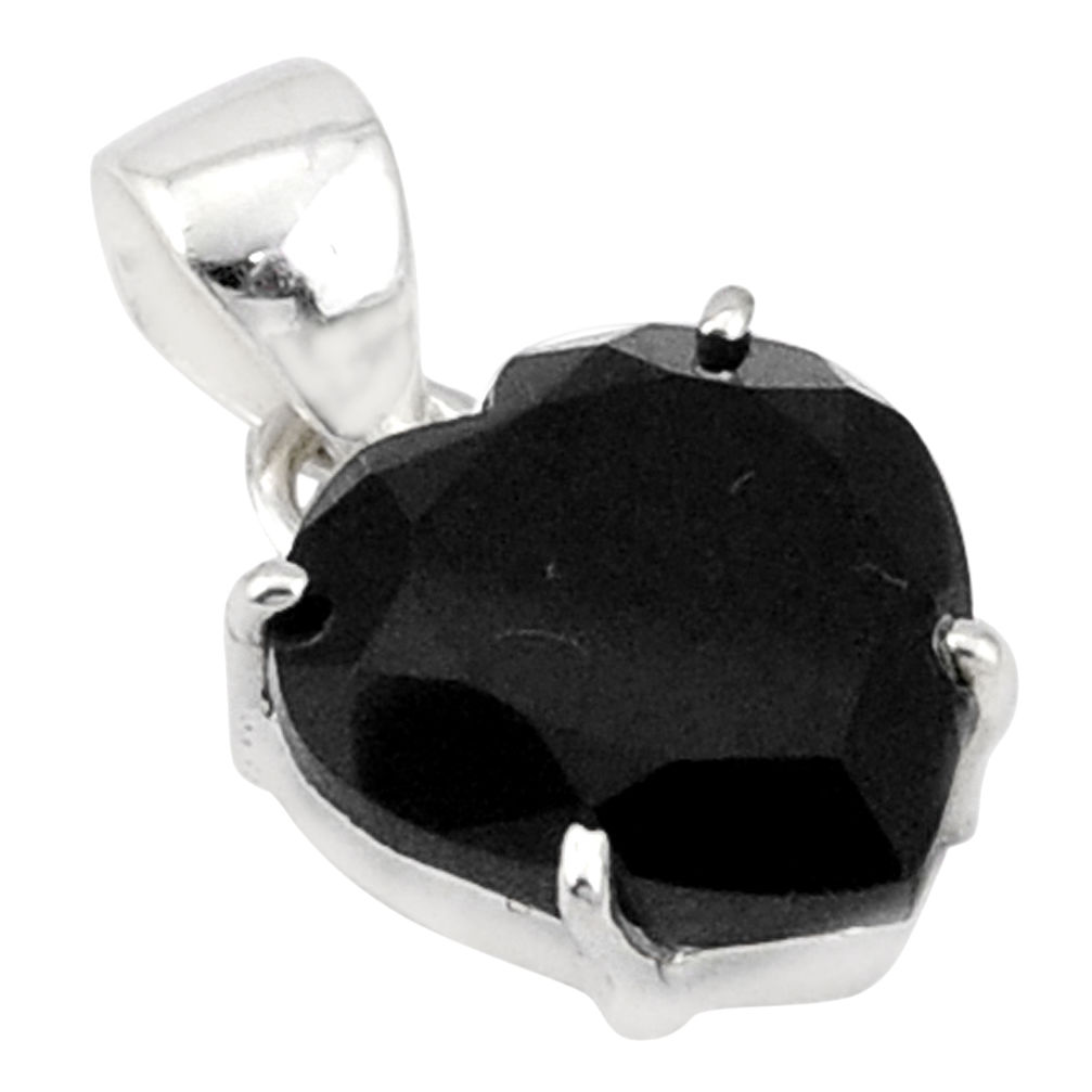 heart natural black onyx 925 sterling silver pendant jewelry