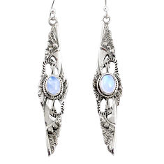 925 sterling silver 2.07cts natural rainbow moonstone dangle earrings