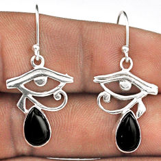 925 sterling silver eye of horus black onyx dangle earrings