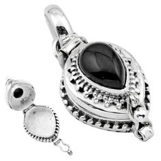 natural black onyx 925 sterling silver poison box pendant jewelry