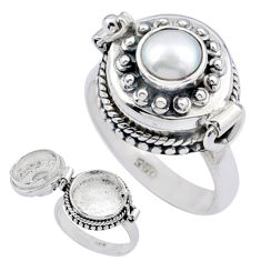 natural white pearl 925 sterling silver poison box ring