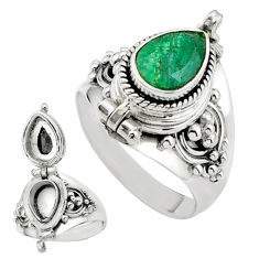 natural green emerald 925 sterling silver poison box ring