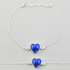 natural blue lapis lazuli 925 silver heart bracelet