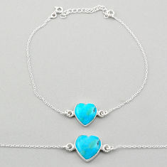 adjustable blue heart mohave turquoise heart silver bracelet