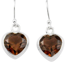 heart brown smoky topaz 925 sterling silver dangle earrings