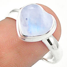 rainbow moonstone heart silver ring