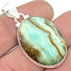 natural blue aragonite 925 sterling silver pendant jewelry