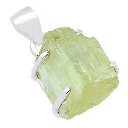 sterling silver 15.65cts natural green hiddenite rough fancy pendant