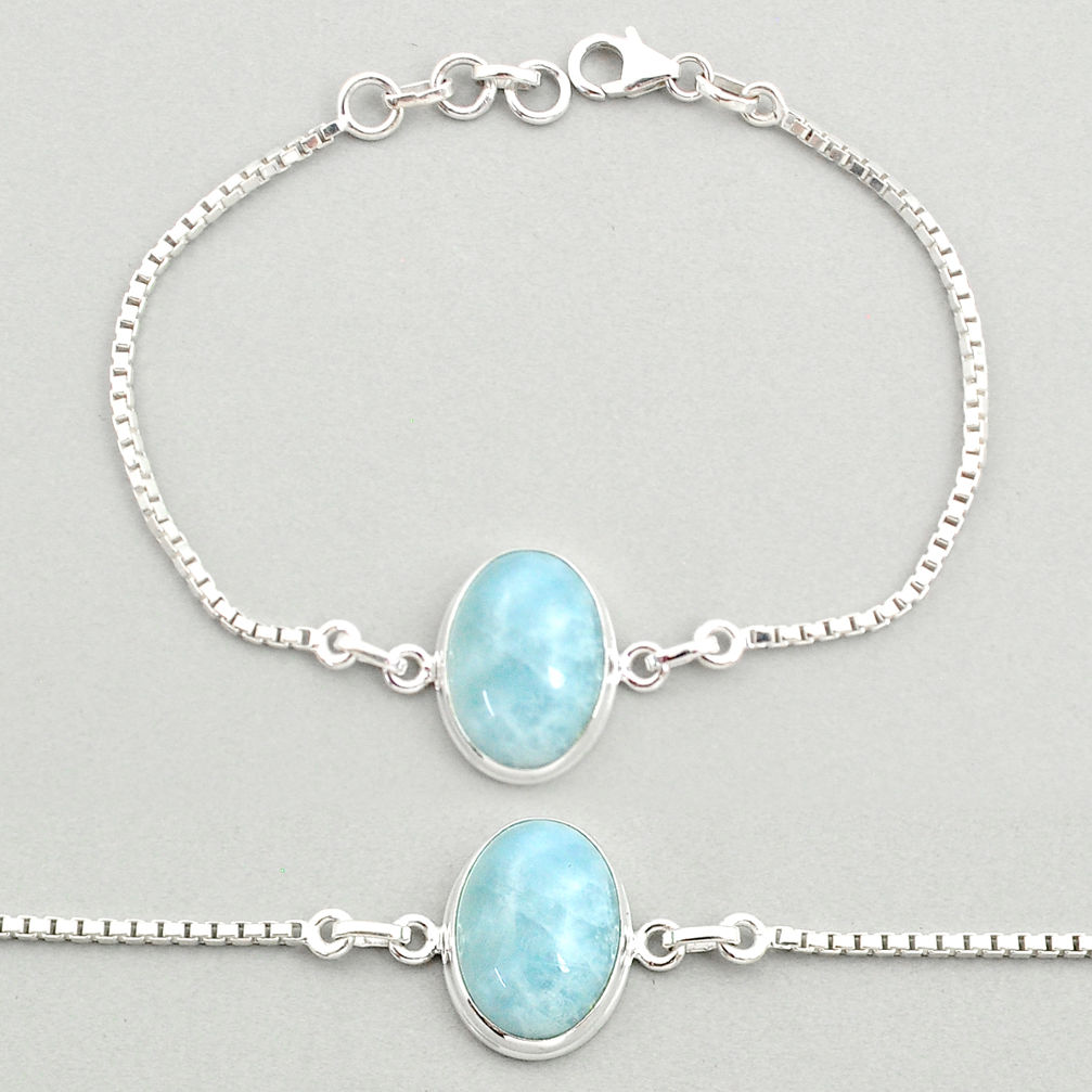 tennis natural blue aquamarine oval 925 sterling silver bracelet