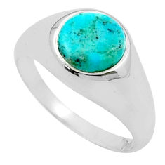 blue arizona mohave turquoise round 925 silver mens ring