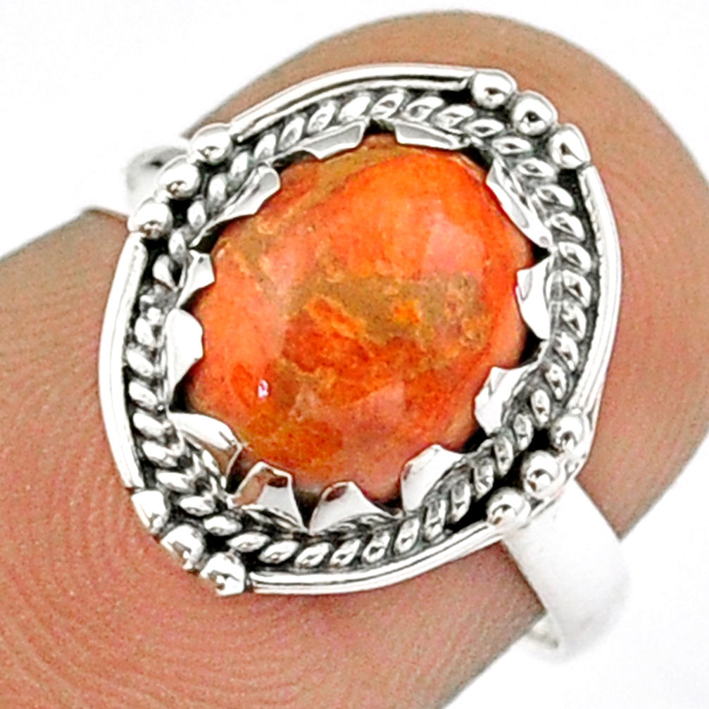 solitaire natural orange mojave turquoise 925 silver ring