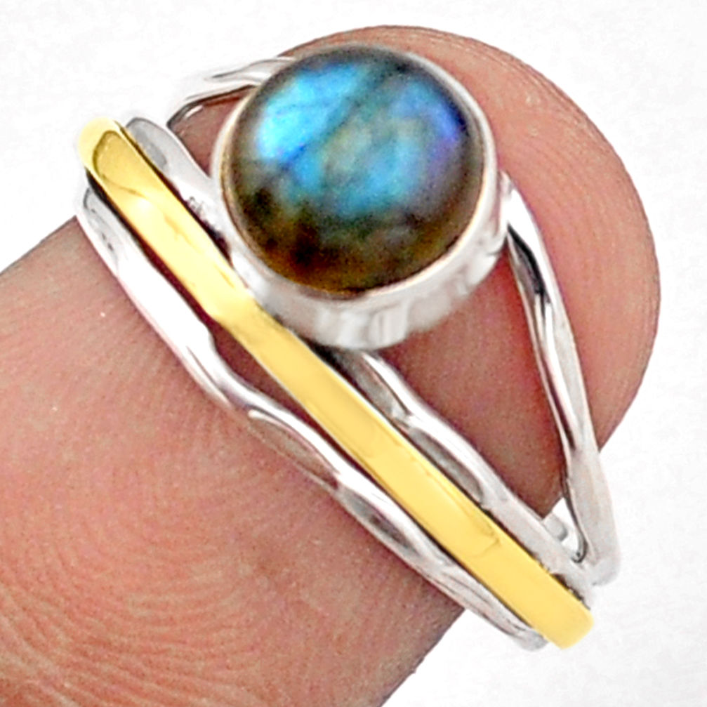 solitaire natural blue labradorite round 925 silver ring