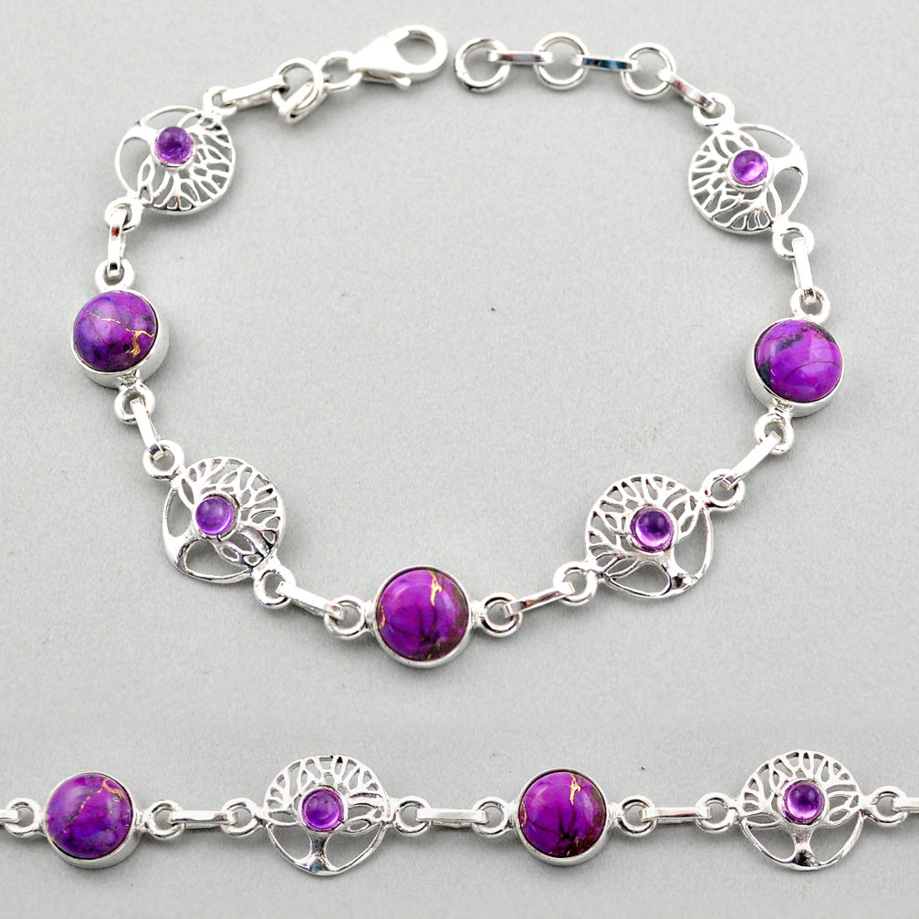 tree of life purple copper turquoise 925 silver bracelet jewelry 