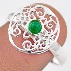 Tree of life green chalcedony 925 sterling silver ring jewelry