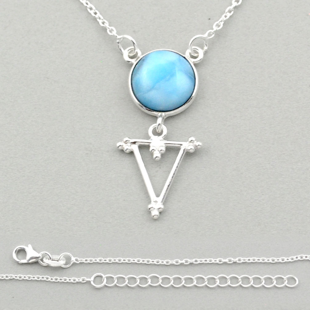 natural blue larimar 925 sterling silver necklace jewelry