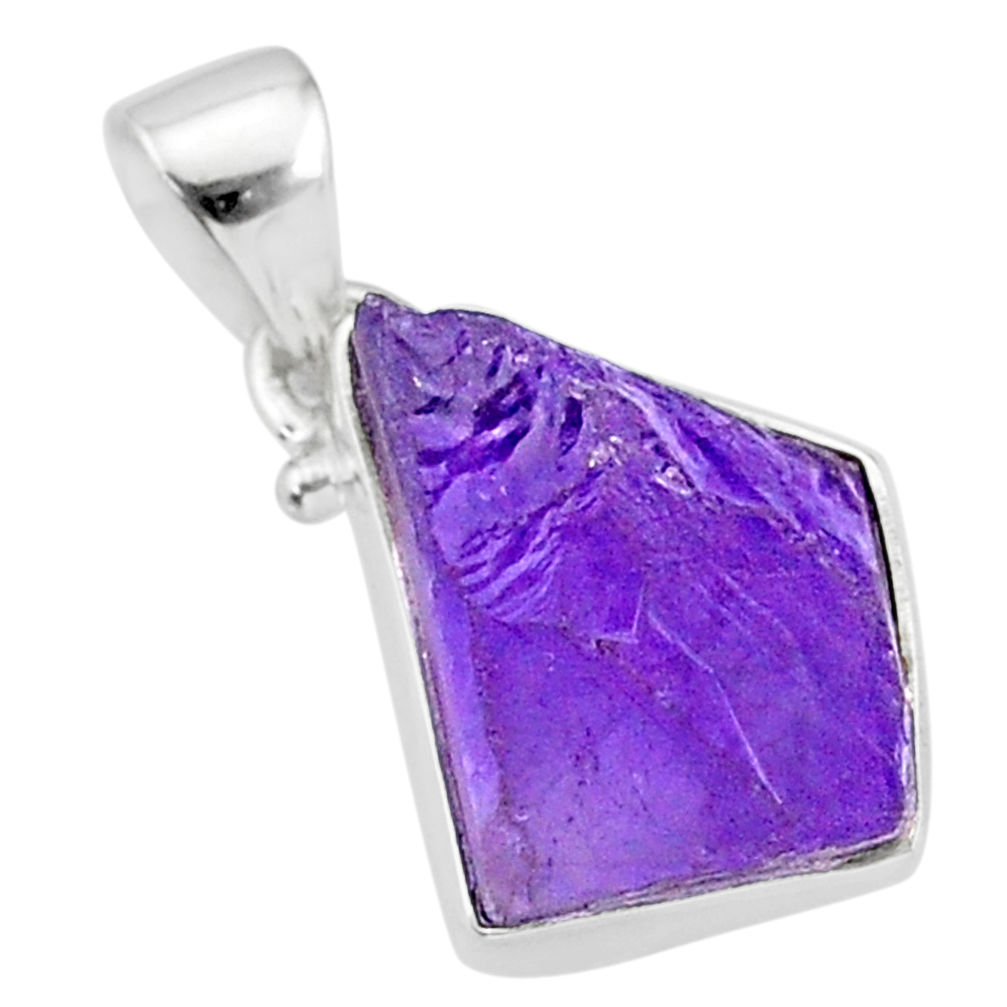 natural raw purple amethyst rough 925 silver pendant jewelry