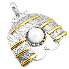 victorian natural  pearl 925 silver two tone pendant