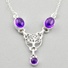 tree of life natural purple amethyst 925 sterling silver necklace