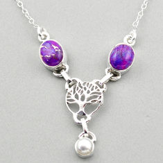 tree of life purple copper turquoise pearl 925 silver necklace